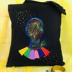 Hand painted tote bag